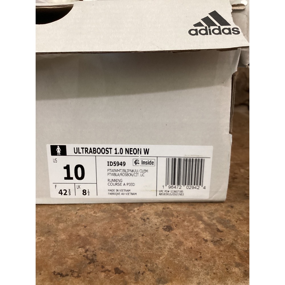 Adidas Ultraboost 1.0 Neon W White Pink Green Running Shoes ID5949 Womens 10 New - Picture 8 of 8